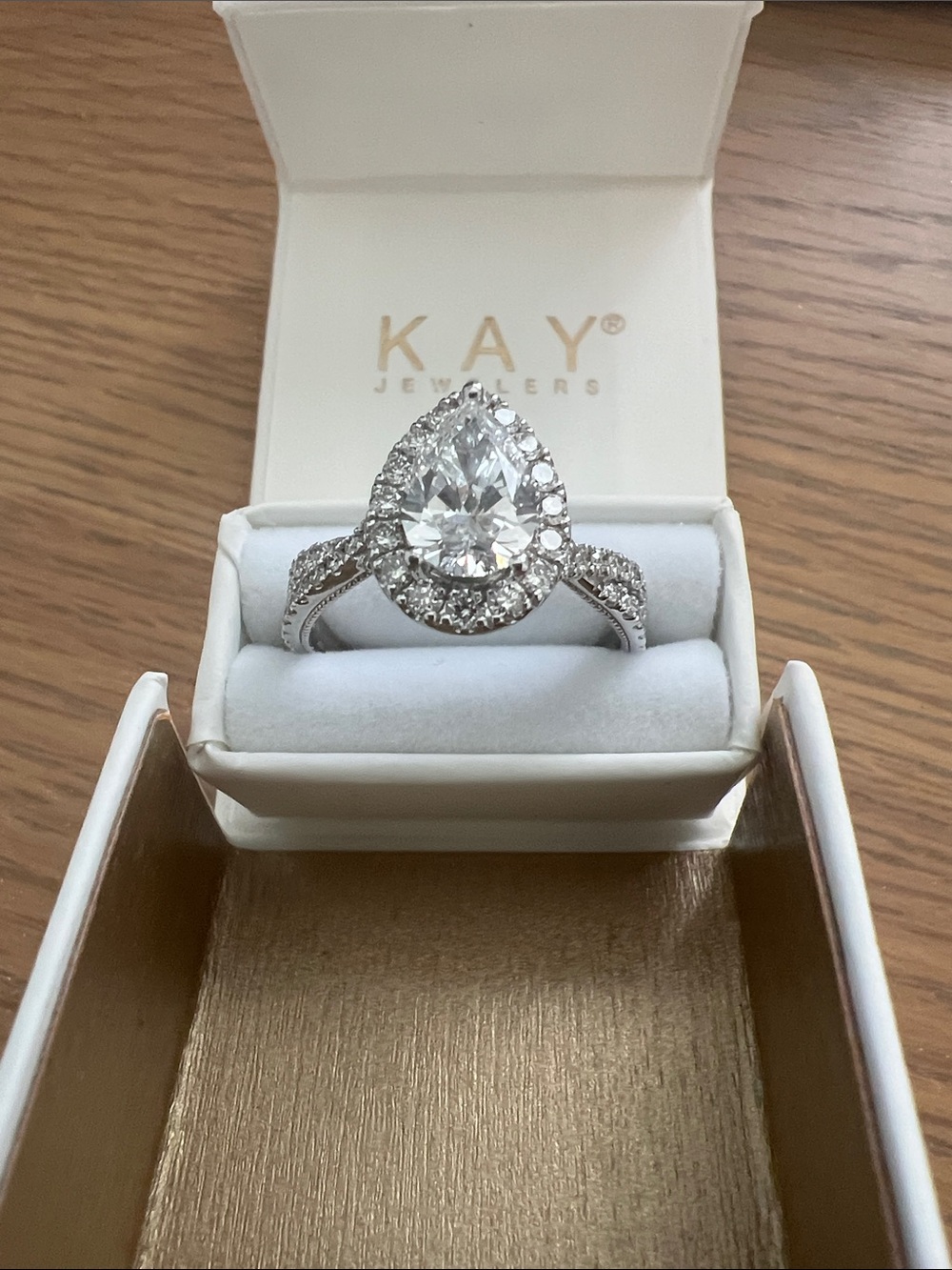Kay Jewelers Pear Halo Engagement Ring in White